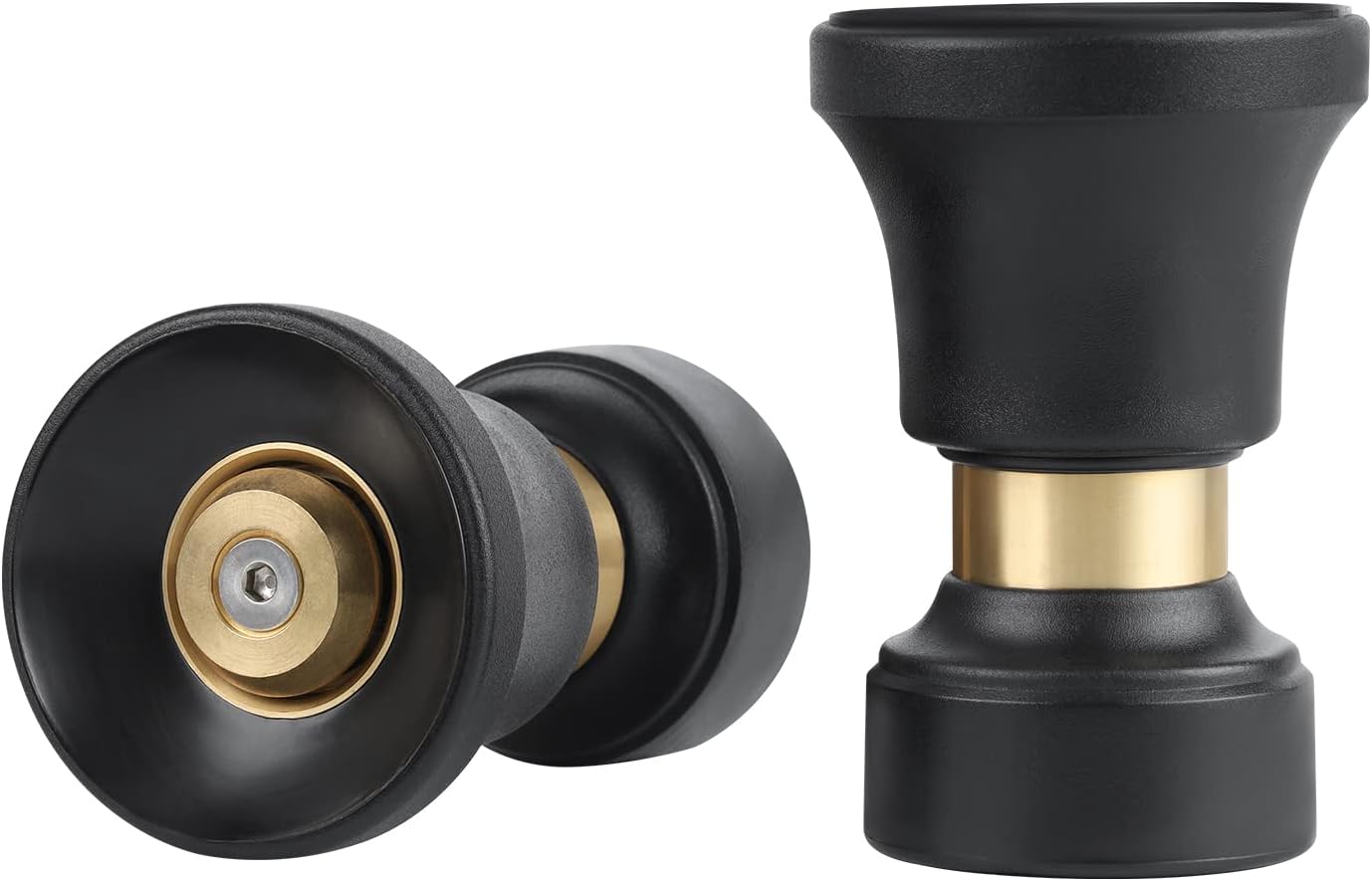 Hose Nozzle, 2 Pack Heavy Duty Brass Fireman Style High Power Leak Proof Adjustable Garden Water Sprayer, Suitable for Car Wash, Patio Cleaning, Watering Lawn and Garden, Shower Pets (Black)