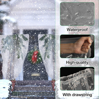 6 Pcs Winter Plant Cover Freeze Protection - 39" x 39" Plastic Plant Frost Bags with Drawstring, Transparent Waterproof Plant Shelter Coverings for Outdoors Garden Plants Shrubs Sapling Bushes