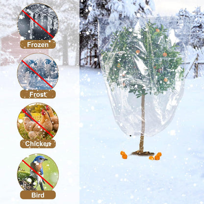 6 Pcs Winter Plant Cover Freeze Protection - 39" x 39" Plastic Plant Frost Bags with Drawstring, Transparent Waterproof Plant Shelter Coverings for Outdoors Garden Plants Shrubs Sapling Bushes