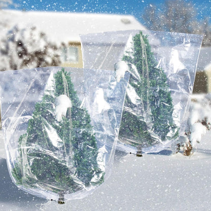 6 Pcs Winter Plant Cover Freeze Protection - 39" x 39" Plastic Plant Frost Bags with Drawstring, Transparent Waterproof Plant Shelter Coverings for Outdoors Garden Plants Shrubs Sapling Bushes