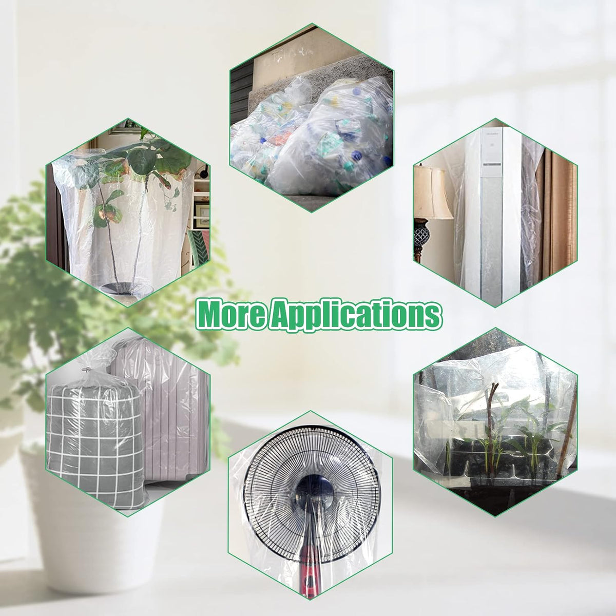 6 Pcs Winter Plant Cover Freeze Protection - 39" x 39" Plastic Plant Frost Bags with Drawstring, Transparent Waterproof Plant Shelter Coverings for Outdoors Garden Plants Shrubs Sapling Bushes