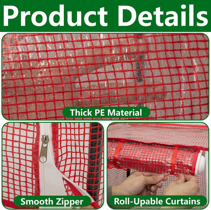 57" x 15.4" x 15.4" Tomato Cages Plant Greenhouse Cover, PE Tomatoes Red Greenhouse with Zipper Door, Tomato Trellis Plant Support Protector Cover for Garden Climbing Plants (NO Frame Included)