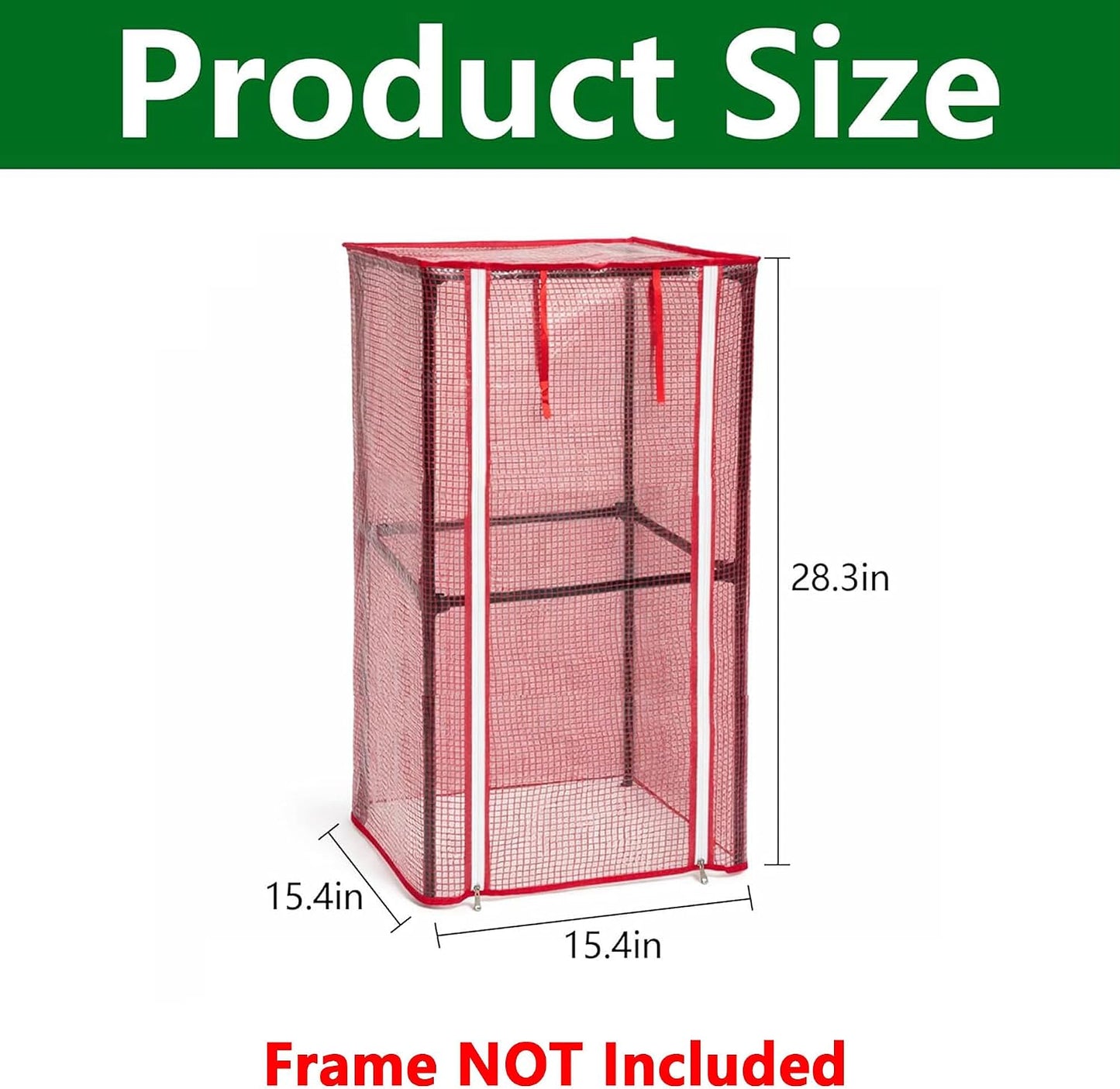 57" x 15.4" x 15.4" Tomato Cages Plant Greenhouse Cover, PE Tomatoes Red Greenhouse with Zipper Door, Tomato Trellis Plant Support Protector Cover for Garden Climbing Plants (NO Frame Included)