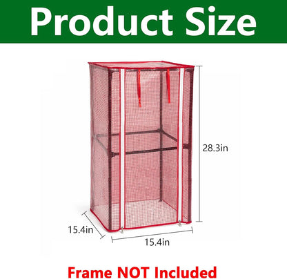 57" x 15.4" x 15.4" Tomato Cages Plant Greenhouse Cover, PE Tomatoes Red Greenhouse with Zipper Door, Tomato Trellis Plant Support Protector Cover for Garden Climbing Plants (NO Frame Included)