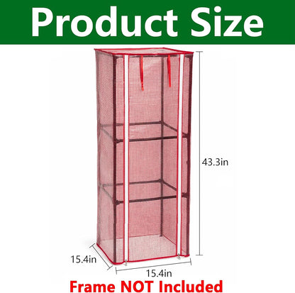 57" x 15.4" x 15.4" Tomato Cages Plant Greenhouse Cover, PE Tomatoes Red Greenhouse with Zipper Door, Tomato Trellis Plant Support Protector Cover for Garden Climbing Plants (NO Frame Included)