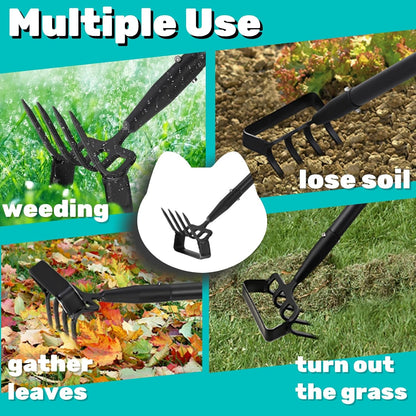 Garden Hoe, Stirrup Hoe with Adjustable Handle for Weeding Digger loosening Soil Metal Garden Cultivator Hoe with Rake Tiller Cultivator (30-62 Inch)
