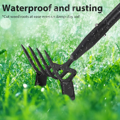 Garden Hoe, Stirrup Hoe with Adjustable Handle for Weeding Digger loosening Soil Metal Garden Cultivator Hoe with Rake Tiller Cultivator (30-62 Inch)