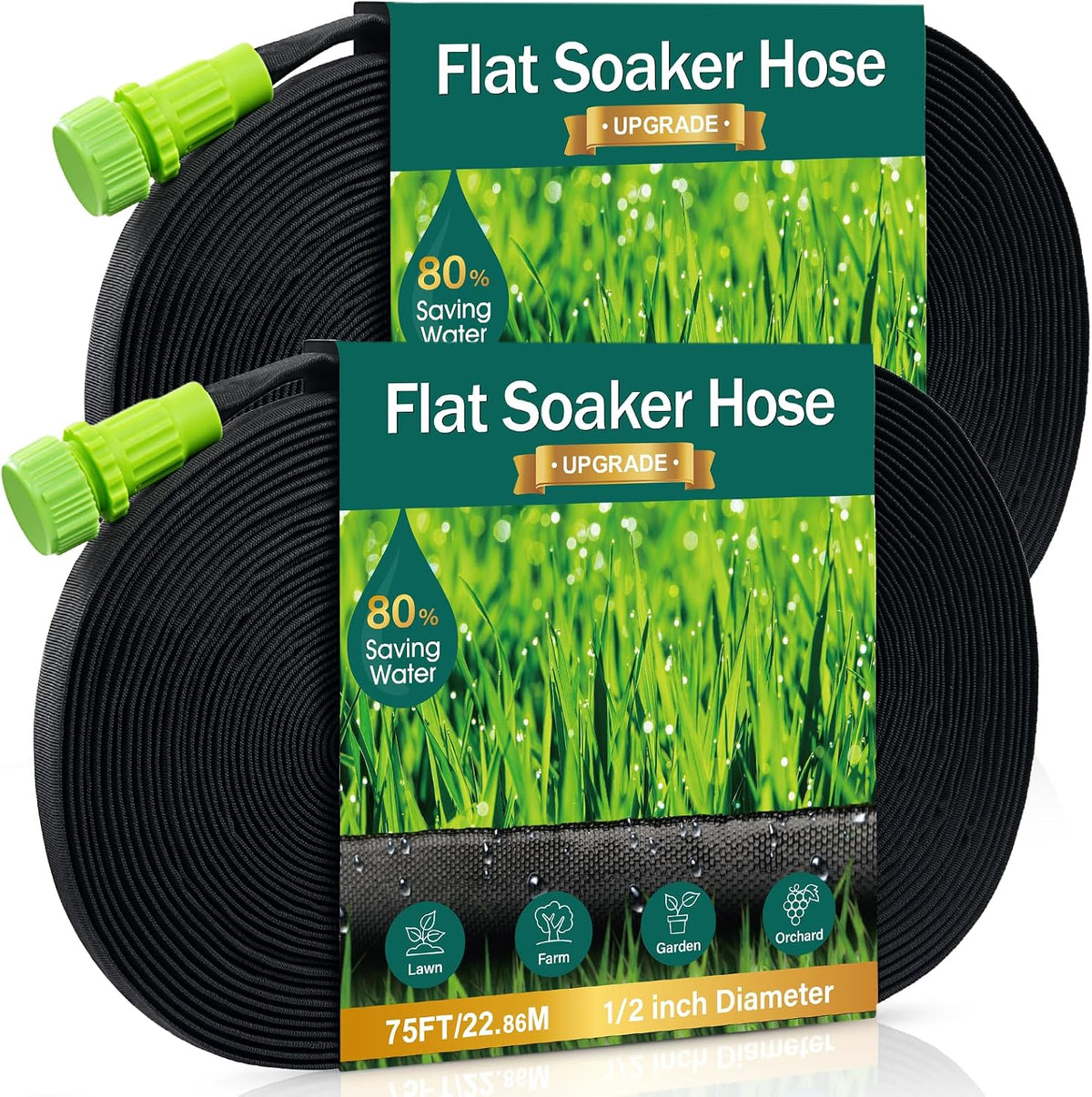 Soaker Hose - Flat Soaker Hose 100FT for Garden Beds, Water Garden Soaker Hose Linkable Consistent Drip Irrigation Hose Save 83% Water