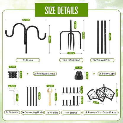 Garden Hose Holder, Upgraded Water Hose Holder, 2-in-1 Heavy Duty Hose Stand, 88Inch Freestanding Hose Hanger, Detachable Garden Hose Storage Rack with Adjustable Shepherds Hooks, Bird Feeder Pole