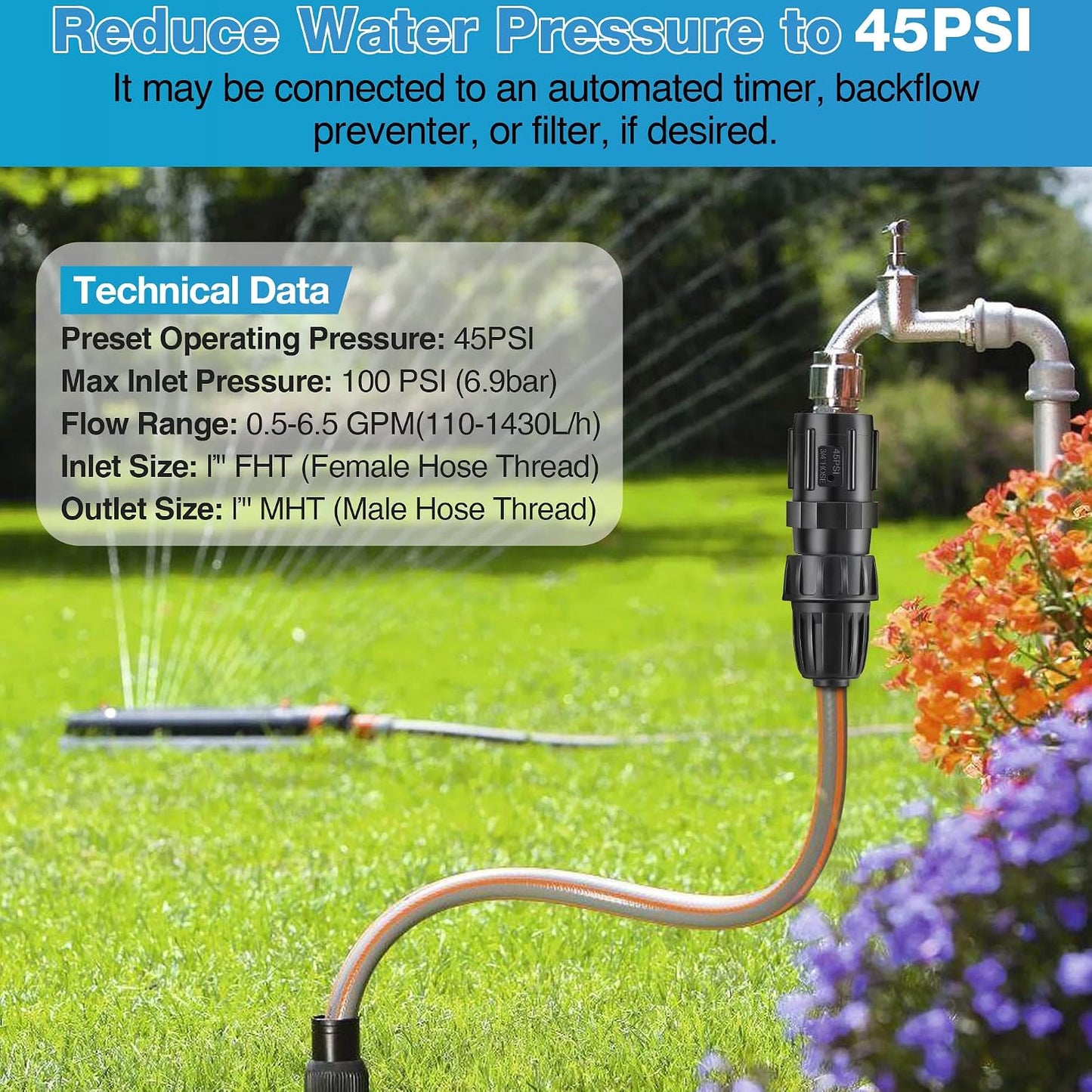 8 Pcs 25 PSI Drip Irrigation Pressure Regulator Adapter Kit