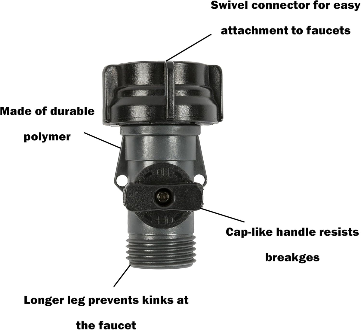 Full Flow Garden Hose Shut Off Valve, Rust Proof Single Water Shut Off Valve, Gray