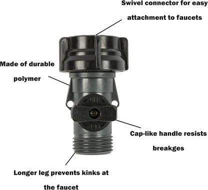 Full Flow Garden Hose Shut Off Valve, Rust Proof Single Water Shut Off Valve, Gray