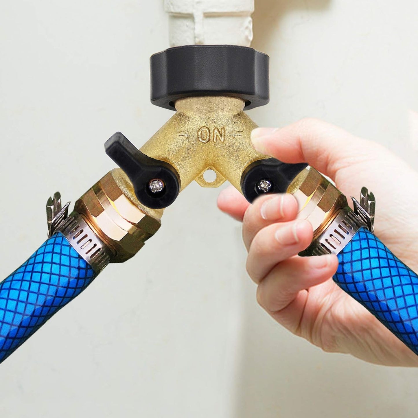 2 Way Brass Hose Splitter, 3/4" Brass Hose Connectors, Y Connector Garden Hose Adapter Connector, 1 Pack