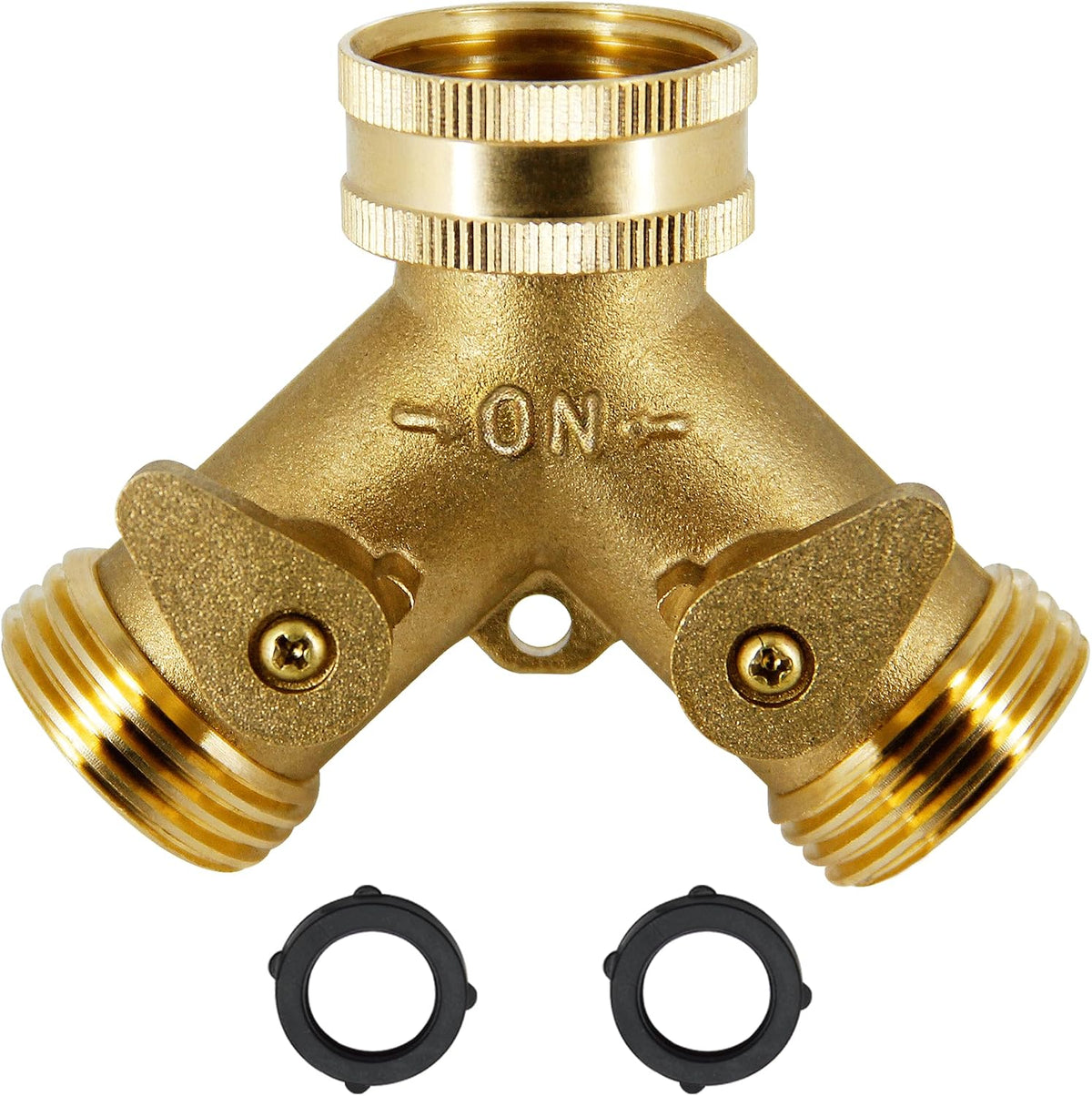 2 Way Brass Hose Splitter, 3/4" Brass Hose Connectors, Y Connector Garden Hose Adapter Connector, 1 Pack