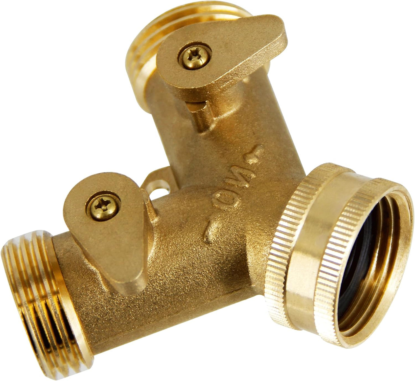 2 Way Brass Hose Splitter, 3/4" Brass Hose Connectors, Y Connector Garden Hose Adapter Connector, 1 Pack