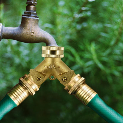 2 Way Brass Hose Splitter, 3/4" Brass Hose Connectors, Y Connector Garden Hose Adapter Connector, 1 Pack