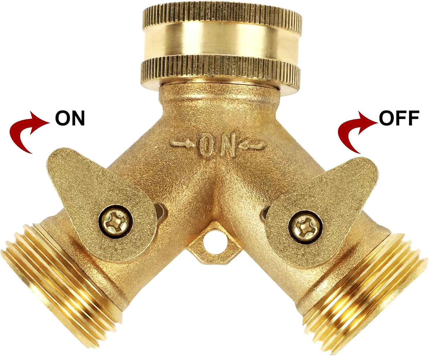 2 Way Brass Hose Splitter, 3/4" Brass Hose Connectors, Y Connector Garden Hose Adapter Connector, 1 Pack