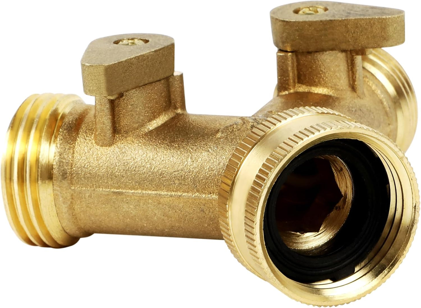 2 Way Brass Hose Splitter, 3/4" Brass Hose Connectors, Y Connector Garden Hose Adapter Connector, 1 Pack
