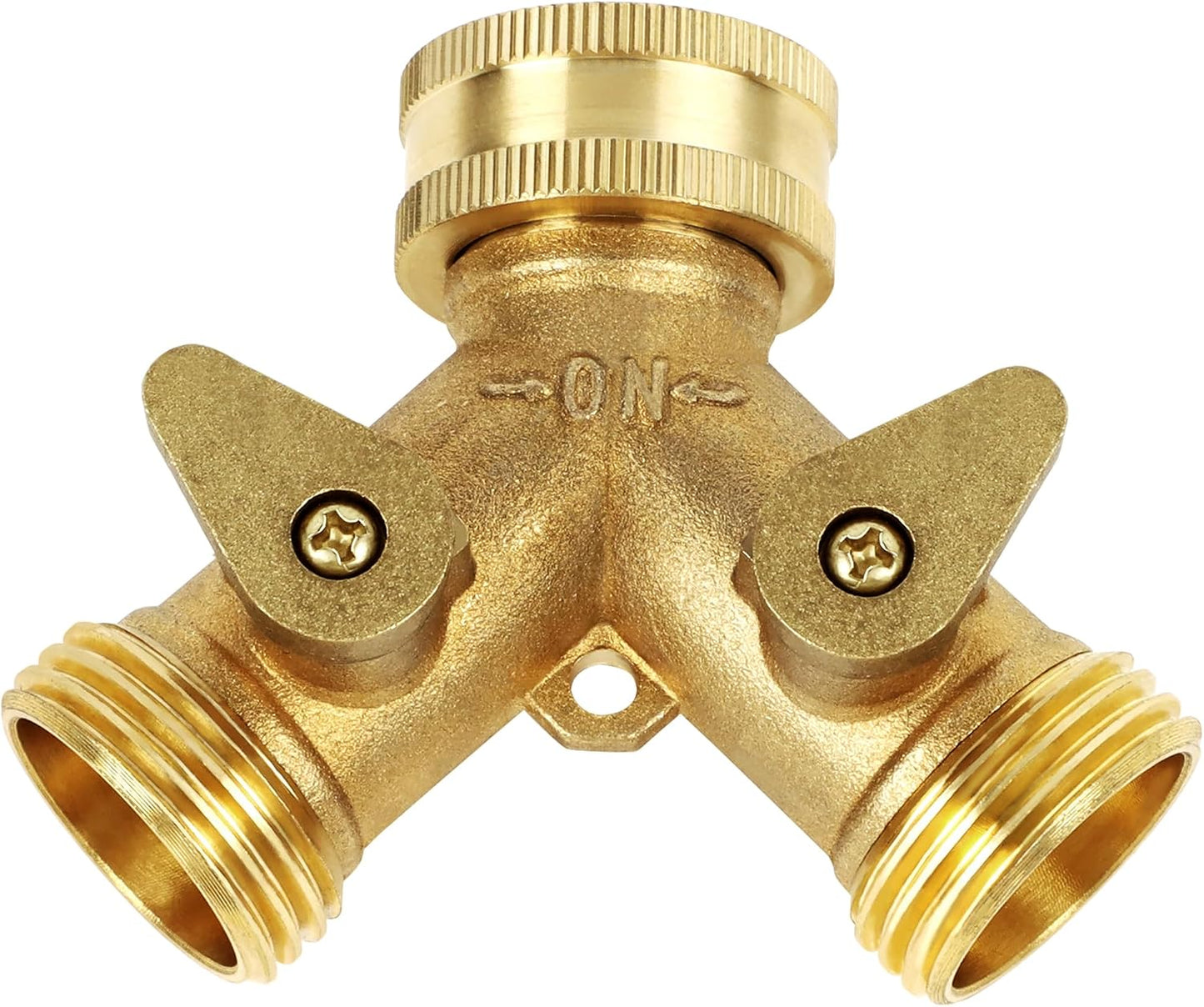2 Way Brass Hose Splitter, 3/4" Brass Hose Connectors, Y Connector Garden Hose Adapter Connector, 1 Pack