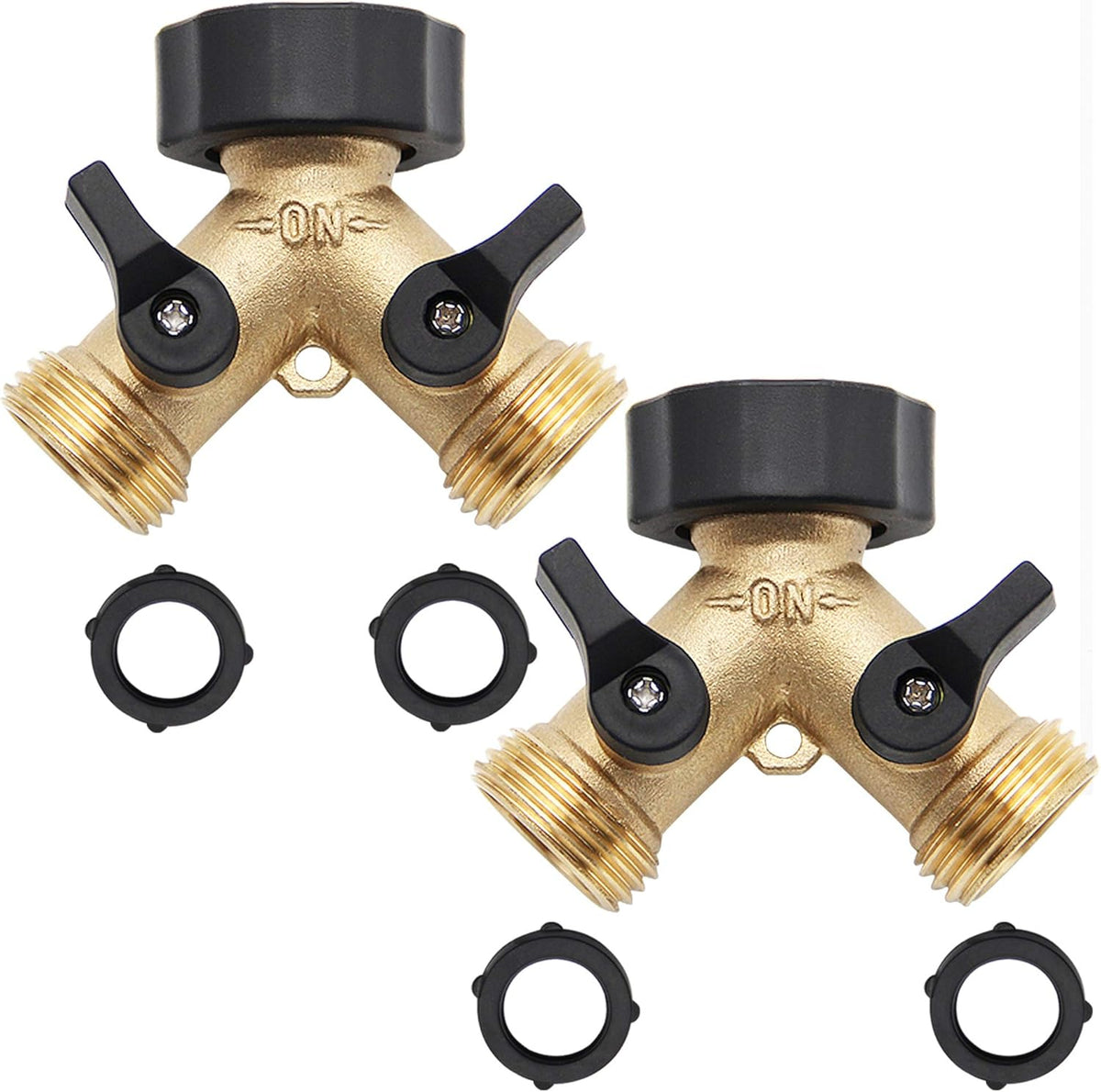 2 Way Brass Hose Splitter, 3/4" Brass Hose Connectors, Y Connector Garden Hose Adapter Connector, 1 Pack