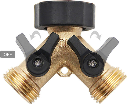 2 Way Brass Hose Splitter, 3/4" Brass Hose Connectors, Y Connector Garden Hose Adapter Connector, 1 Pack