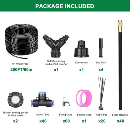 Drip Irrigation System, 2026-Upgrade 100Ft 1/4" Garden Watering System with 24 Pcs 360° Adjustable Copper Nozzles, DIY Kit for Garden, Lawn, Greenhouse, Raised Beds & Outdoor Plants