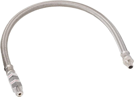 Stainless Steel Air Compressor Braided Leader Hose with Check Valve 1/8" NPT Male to 1/4" NPT Male 20inch Chrome VXA7332