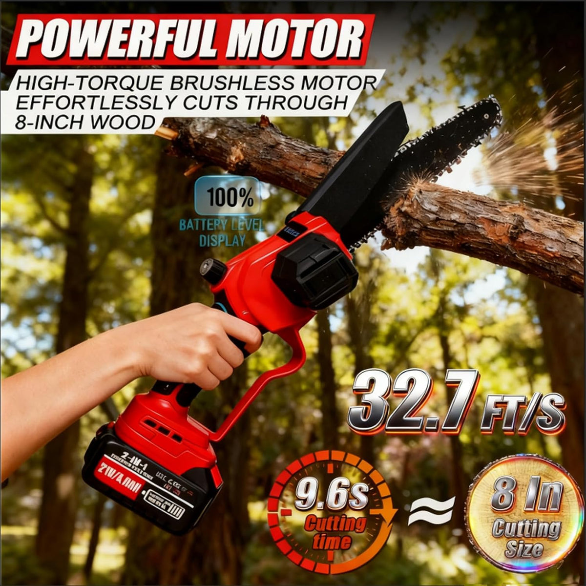 4-in-1 Cordless Pole Saws for Tree Trimming Kit:8 Inch Mini Chainsaw, Electric Pruning Shears,16ft Extendable Pole, 2×4.0Ah Batteries&Pole Saw Battery Powered Tree Trimmer Limb Branch Cutter Pruner