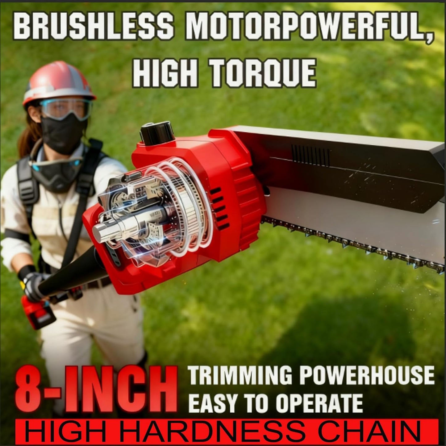 4-in-1 Cordless Pole Saws for Tree Trimming Kit:8 Inch Mini Chainsaw, Electric Pruning Shears,16ft Extendable Pole, 2×4.0Ah Batteries&Pole Saw Battery Powered Tree Trimmer Limb Branch Cutter Pruner