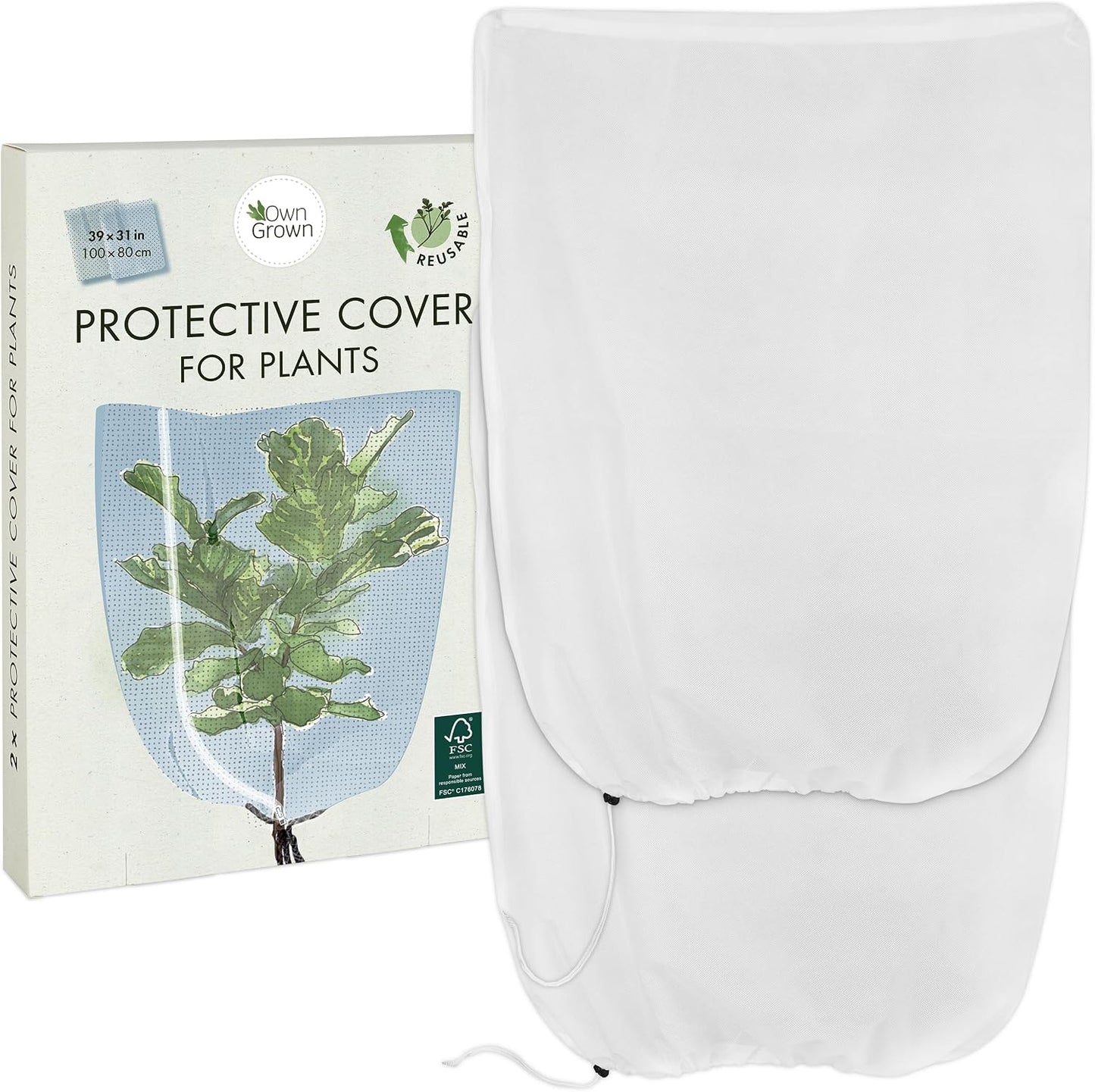 OwnGrown Plant Covers for Winter Protection : 2 Winter Plant Protection Cover for Garden Plants – 39x31in Translucent Plant Freeze Protection Cover – Plant Protection from Frost Frost Protection
