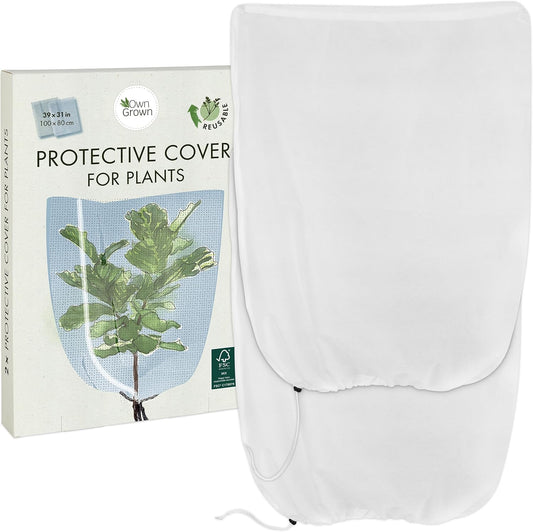 OwnGrown Plant Covers for Winter Protection : 2 Winter Plant Protection Cover for Garden Plants – 39x31in Translucent Plant Freeze Protection Cover – Plant Protection from Frost Frost Protection