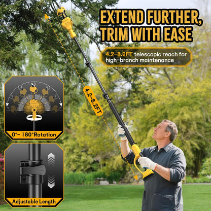 2 IN 1 Electric Pruning Shears with Pole for Dewalt 20V Max Battery