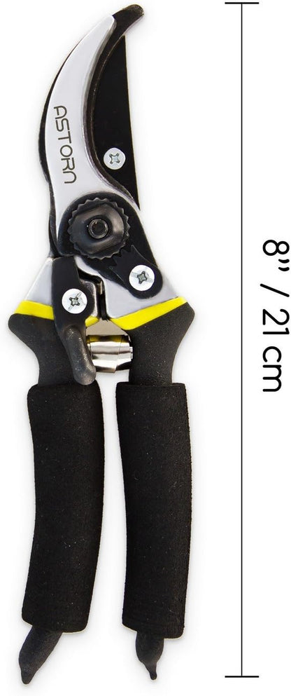 8 Inch Bypass Pruning Shears for Gardening, Heavy Duty Ultra Sharp Garden Shears with Ergonomic Non-Slip Grip, Precision-Crafted Hand Pruners for Roses, Branches, Flowers and Trimming