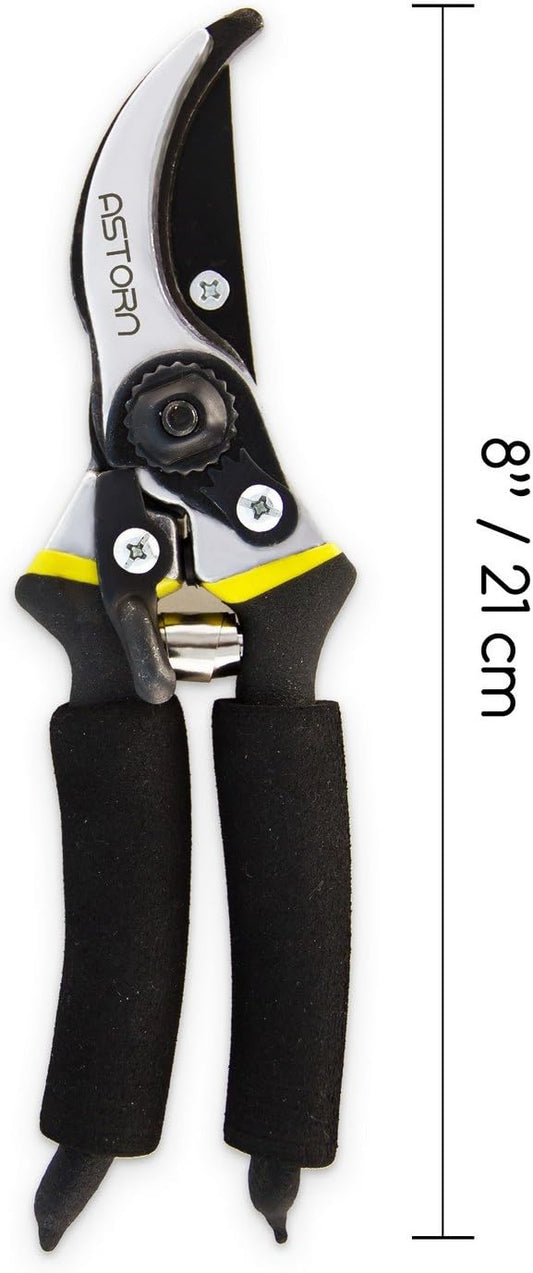 8 Inch Bypass Pruning Shears for Gardening, Heavy Duty Ultra Sharp Garden Shears with Ergonomic Non-Slip Grip, Precision-Crafted Hand Pruners for Roses, Branches, Flowers and Trimming