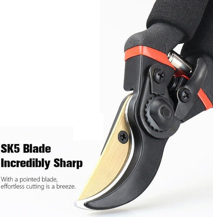 8 Inch Bypass Pruning Shears for Gardening, Heavy Duty Ultra Sharp Garden Shears with Ergonomic Non-Slip Grip, Precision-Crafted Hand Pruners for Roses, Branches, Flowers and Trimming