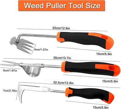 3 Pack Weed Puller Tool Set, Stainless Steel Weeding Tools for Gardening