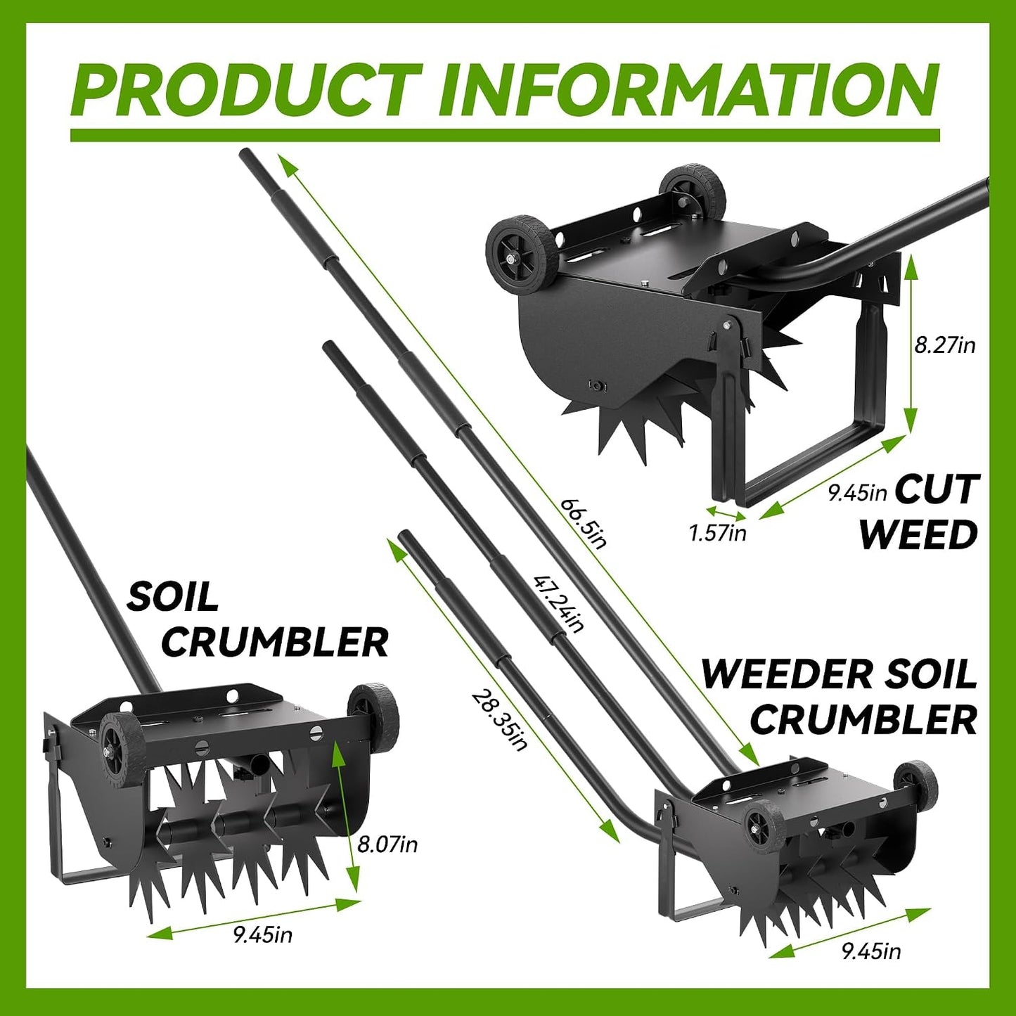 9-Inch Lawn Aerator with Steel Handle,Heavy Duty Push Spike Aerator with 2 Wheels,Aerator Lawn Tool, Manual Aerator Lawn Tool with Foam Armrests, Suitable for Lawn, Garden and Yard