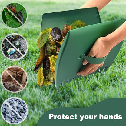 Leaves Grabber, 2pcs Handheld Hazelnut Leaf Scoop, Fast Lawn Remove Fallen Collection Garden and Yard Leaf Scoops Hand Rakes Used to Pick Up Leaves, Grass Clippings, Trash(Green)