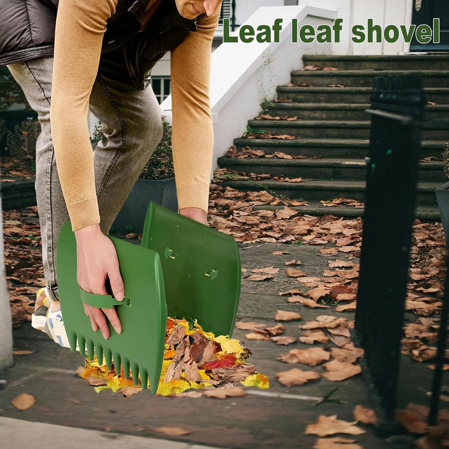 Leaves Grabber, 2pcs Handheld Hazelnut Leaf Scoop, Fast Lawn Remove Fallen Collection Garden and Yard Leaf Scoops Hand Rakes Used to Pick Up Leaves, Grass Clippings, Trash(Green)