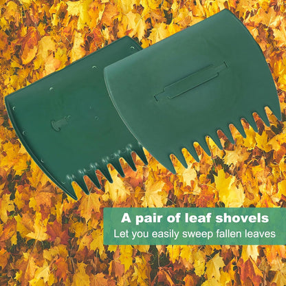 Leaves Grabber, 2pcs Handheld Hazelnut Leaf Scoop, Fast Lawn Remove Fallen Collection Garden and Yard Leaf Scoops Hand Rakes Used to Pick Up Leaves, Grass Clippings, Trash(Green)