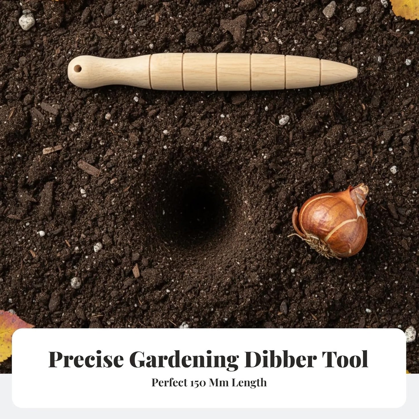 Wooden Seed Dibber with Measurement Handheld Save Time Ergonomic Round Handle Quick Efficient Seed Planter Tool Tapered Gauge