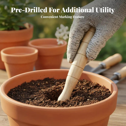 Wooden Seed Dibber with Measurement Handheld Save Time Ergonomic Round Handle Quick Efficient Seed Planter Tool Tapered Gauge
