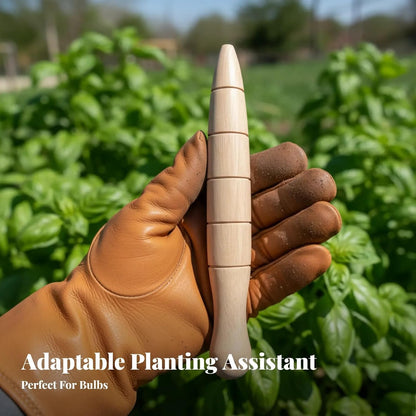Wooden Seed Dibber with Measurement Handheld Save Time Ergonomic Round Handle Quick Efficient Seed Planter Tool Tapered Gauge
