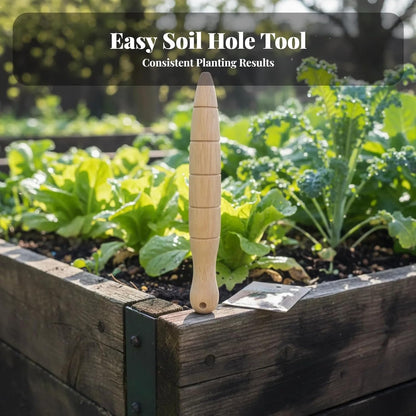 Wooden Seed Dibber with Measurement Handheld Save Time Ergonomic Round Handle Quick Efficient Seed Planter Tool Tapered Gauge