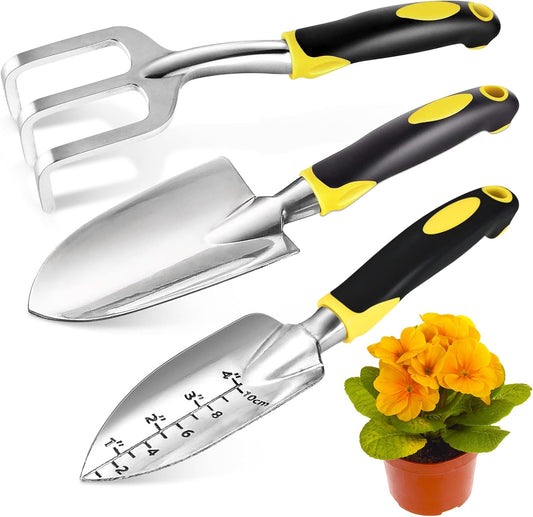 3 Pcs Heavy Duty Garden Tool Set, Garden Shovel Trowel, Weeding Hand Rake