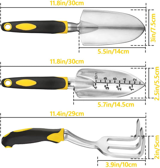 3 Pcs Heavy Duty Garden Tool Set, Garden Shovel Trowel, Weeding Hand Rake
