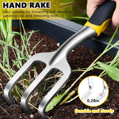 3 Pcs Heavy Duty Garden Tool Set, Garden Shovel Trowel, Weeding Hand Rake