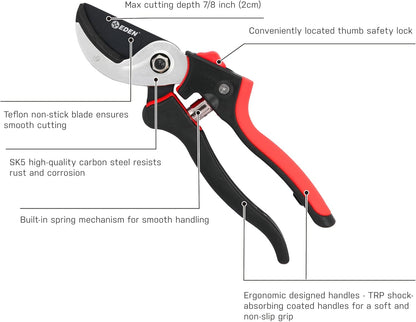 39000 Heavy Duty Adjustable Anvil Pruning Shears for Gardening, Hand Pruners, Stem Cutter, Branch Trimmer, Garden Clippers