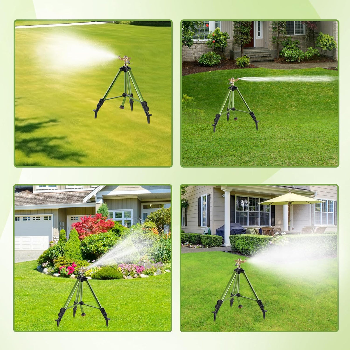 Impact Sprinklers on Tripod Base with Ground Plugs,Heavy Duty Brass Head Sprinkler with 360 Degree Spray,0-44ft Large Area Irrigation,Tripod Sprinkler with Extension Legs for Yard Garden Lawn,1 Pack