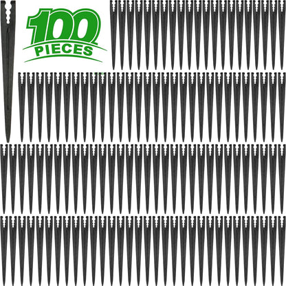 100 Pieces Drip Irrigation Support Stakes for 1/4 Inch Tubing, Plastic 1/4'' Drip Tube Holder Stakes for Irrigation Hose Emitter Support Garden Greenhouse Drip Supplies, 5.6-Inch Long